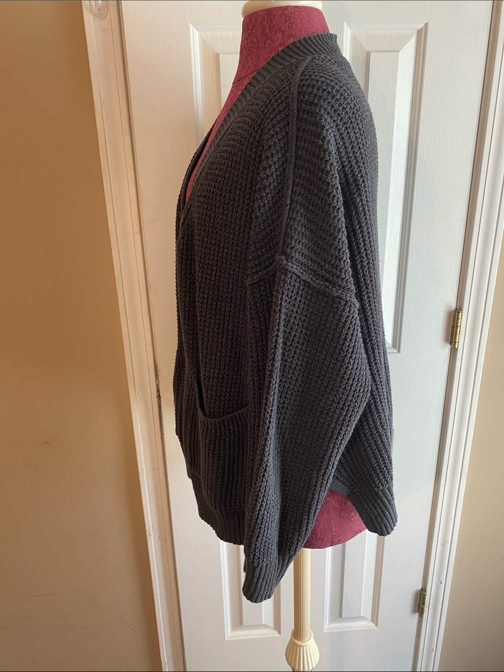 Universal Thread XL Open-Front Charcoal Knit Pocket Cardigan & Pockets - Picture 5 of 6